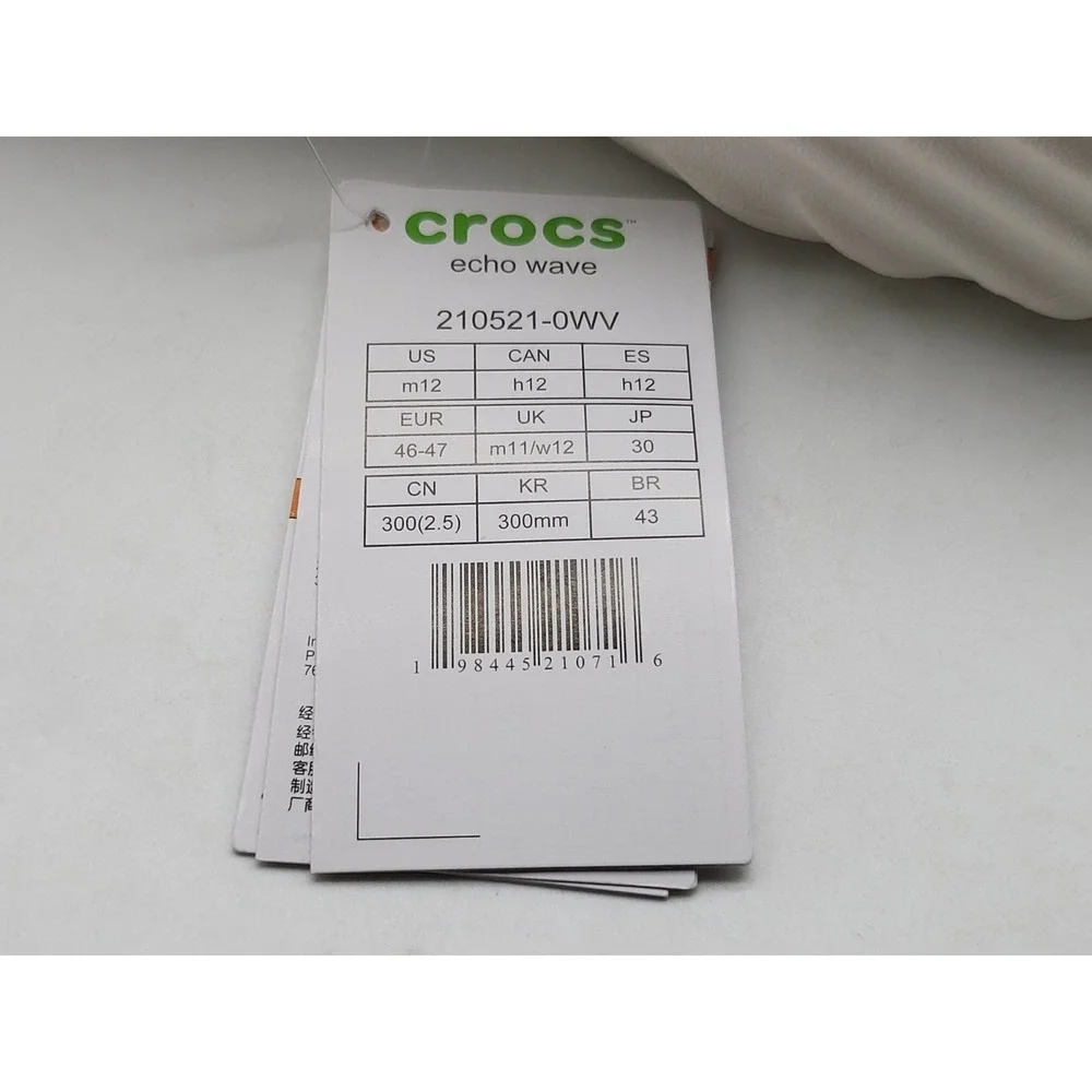 Crocs Echo Wave Clogs‎ Men12 Atmosphere White  210521-1FT SlipOn